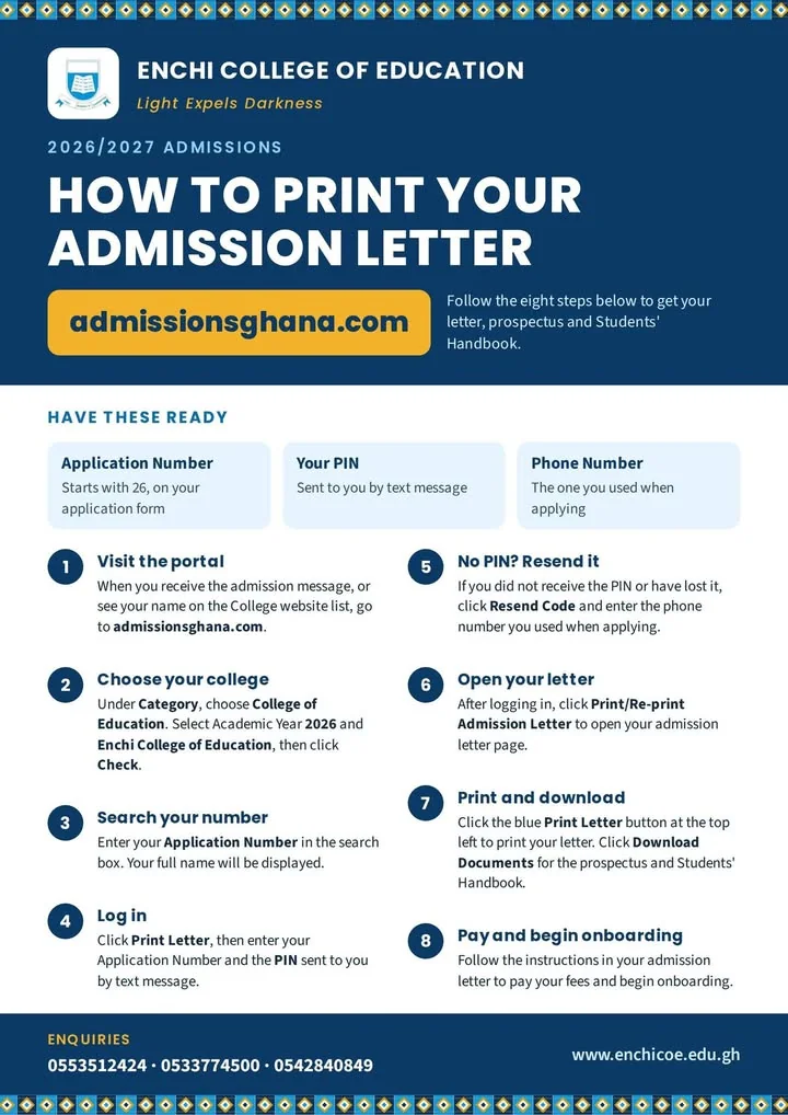 How to print your admission letter — 2026/2027 admissions